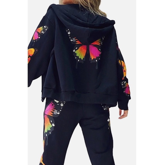 Black Butterfly Joggers/Sweatpants S NEW - Picture 6 of 10